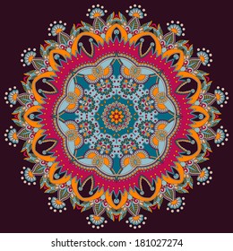 Circle lace ornament, round ornamental geometric doily pattern