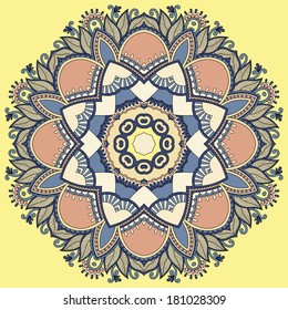 Circle lace ornament, round ornamental geometric doily pattern