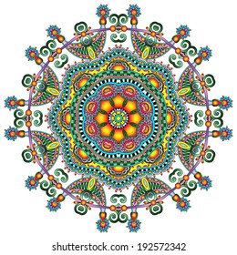 Circle lace ornament, round ornamental geometric doily pattern