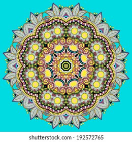 Circle lace ornament, round ornamental geometric doily pattern