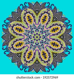 Circle lace ornament, round ornamental geometric doily pattern