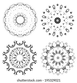 Circle lace ornament, round ornamental print