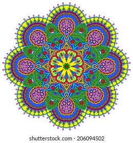 Circle lace ornament, round ornamental geometric doily pattern