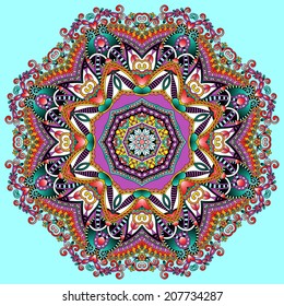 Circle lace ornament, round ornamental geometric doily pattern