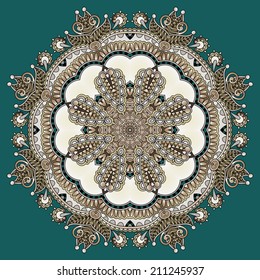 Circle lace ornament, round ornamental geometric doily pattern