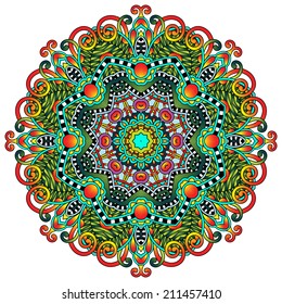 Circle lace ornament, round ornamental geometric doily pattern