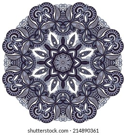 Circle lace ornament, round ornamental geometric doily pattern