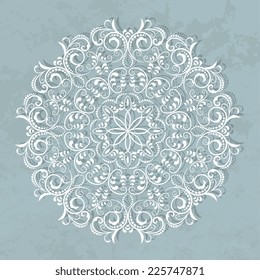 Circle lace ornament, round ornamental geometric doily pattern, christmas snowflake decoration