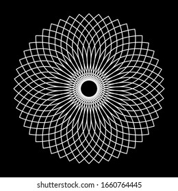 Circle lacy pattern. Lattice grid texture. Abstract geometric design element. Vector art.