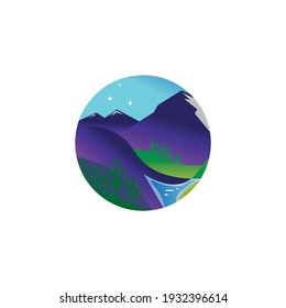 ilustración de tipo vectorial de paisaje circular
