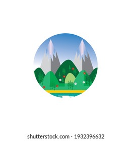 ilustración de tipo vectorial de paisaje circular