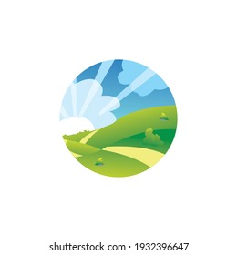 ilustración de tipo vectorial de paisaje circular