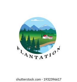 ilustración de vector de plantación de paisaje de círculo