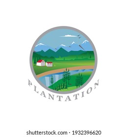 circle landscape plantation vector illustration
