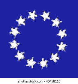 Circle Of Large Stars, halftone vector