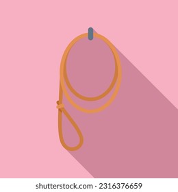 Circle lasso icon flat vector. Cowboy rope. Rodeo string
