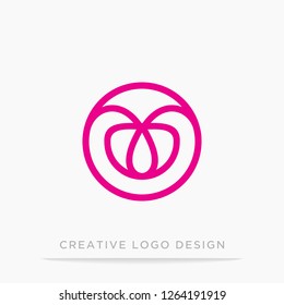 Circle laugh design logo template.  Pink vector illustration