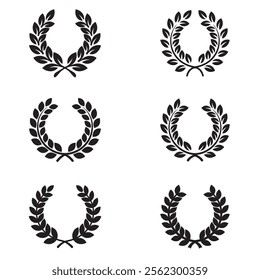 Circle Laurel Design Vector, Silhouette Circle Laurel Design