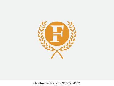 Kreislauf- und Lorbeer-Vektordesign mit Buchstaben und Alphabeten