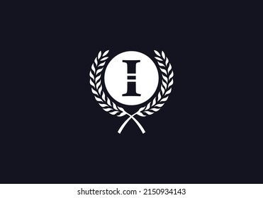 Circle and laurel wreath vector design with letter and alphabets