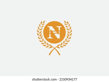 Circle and laurel wreath vector design with letter and alphabets