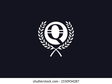 Circle and laurel wreath vector design with letter and alphabets