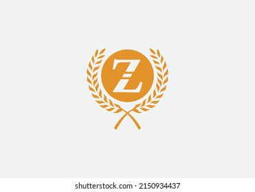 Circle and laurel wreath vector design with letter and alphabets