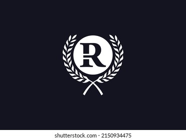 Diseño vectorial de cordón y laurel con letras y alfabetos