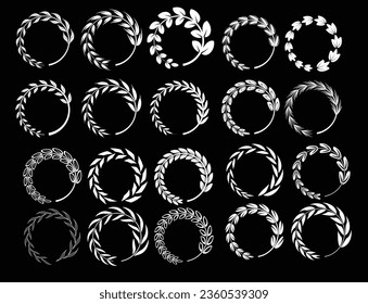 circle Laurel Wreath Vector template bundle set