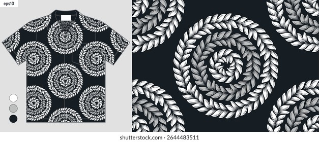 Circle leaf african seamless pattern. Traditional textile art for fashion fabric, print, ethnic shirt mockup design for business presentation, abstract vector art. Not generated by AI.