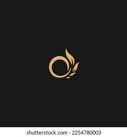 circle leaf and beauty logo design vector with O letter for brand and business
