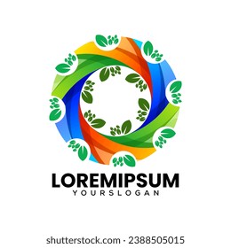 circle leaf colorful icon logo design 