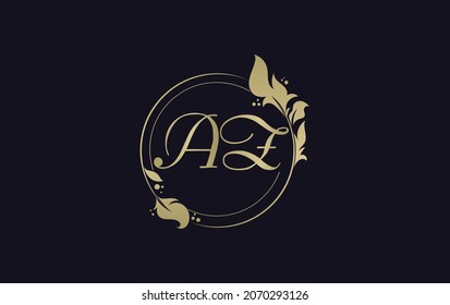 Circle leaf and creative art, symbol, logo design with AZ letters
