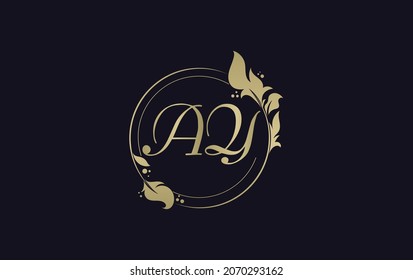 Circle leaf and creative art, symbol, logo design with AY letters