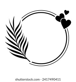 Circle with leaf decoration and love sign vector illustration