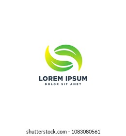 circle leaf eco logo template vector download