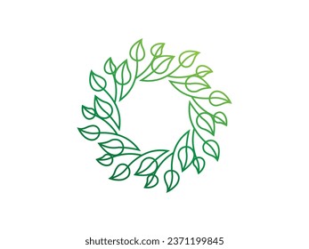 Diseño de un logotipo colorido con un icono circular y hoja. logotipo de hoja simple