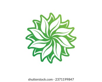 Diseño de un logotipo colorido con un icono circular y hoja. logotipo de hoja simple
