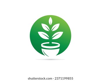 Circle and leaf icon colorful logo design. simple leaf logo