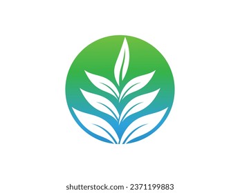 Circle and leaf icon colorful logo design. simple leaf logo
