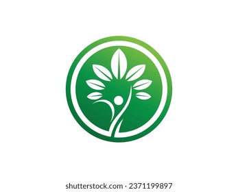 Circle and leaf icon colorful logo design. simple leaf logo