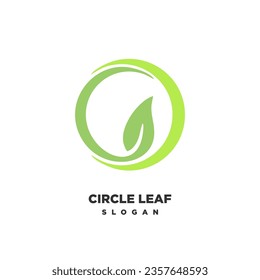 CIRCLE LEAF ICON LOGO VECTOR TEMPLATE