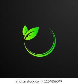 Circle leaf logo concept for beauty and nature logo company. green leaf is symbol health, spirit  environment, nature, food and agriculture. vector logo, symbol, sign, or mark design illustration