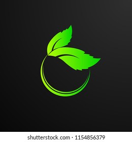 Circle leaf logo concept for beauty and nature logo company. green leaf is symbol health, spirit  environment, nature, food and agriculture. vector logo, symbol, sign, or mark design illustration