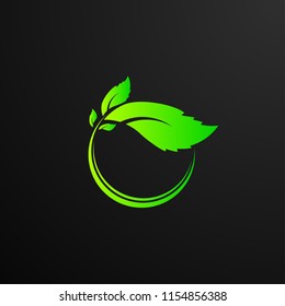 Circle leaf logo concept for beauty and nature logo company. green leaf is symbol health, spirit  environment, nature, food and agriculture. vector logo, symbol, sign, or mark design illustration