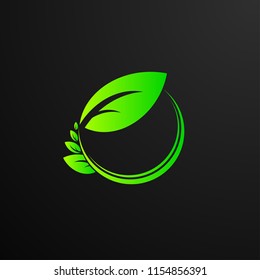 Circle leaf logo concept for beauty and nature logo company. green leaf is symbol health, spirit  environment, nature, food and agriculture. vector logo, symbol, sign, or mark design illustration