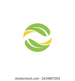 Circle Leaf Logo Design. Letter O Leaf Logo