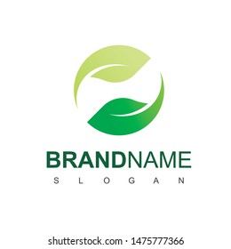 Circle Leaf Logo Design Template 