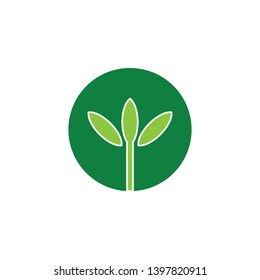 Circle with Leaf logo design vector