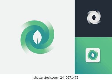 circle leaf logo design vector template